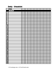 Checklist Grid Template Daily Checklist Grid