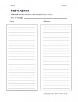 Fact and Opinion Worksheet