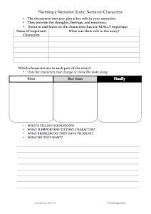 Narrative Writing Character Worksheet