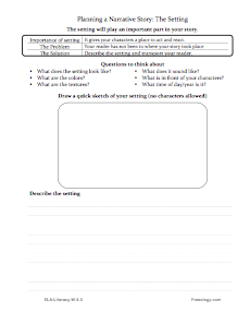 Narrative Writing Setting Worksheet