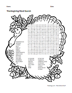 Thanksgiving Word Search