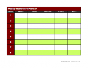Printable homework planner 2011