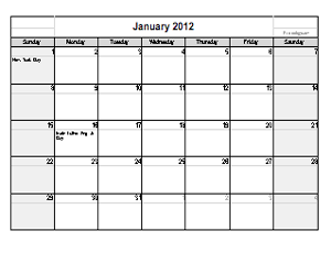 Editable 2012 calendar