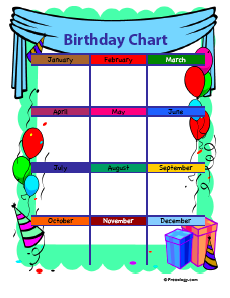 Birthday Chart For Classrooms Free Printable