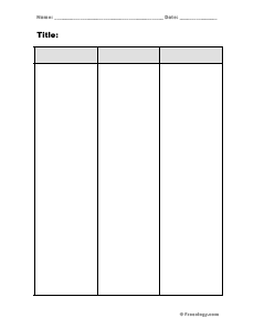 3 Column T Chart Template