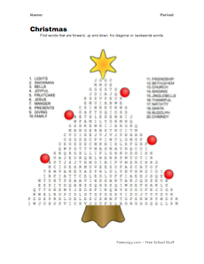 christmas tree shaped word search freeology