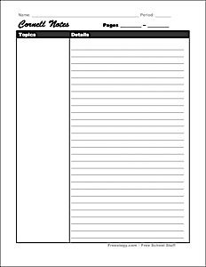 Cornell Note Taking Template simple 