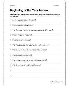 Classroom Procedures Review Worksheet