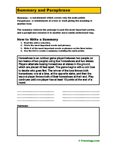 summarizing and paraphrasing worksheet