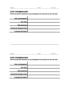 late assignments form