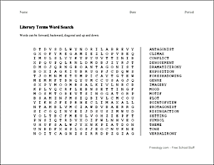 Literary Terms Word Search Freeology