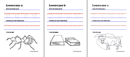 Lowercase Letters Coloring Worksheets