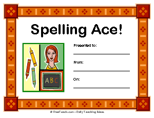 Spelling Ace Award