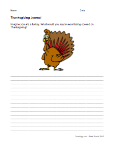 Thanksgiving Turkey Plea Writing Prompt