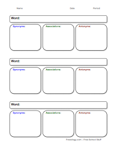 Vocabulary Organizer