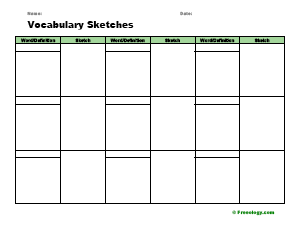 Vocabulary Sketches Flashcard Template Freeology