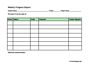 Elementary Progress Report Template from freeology.com